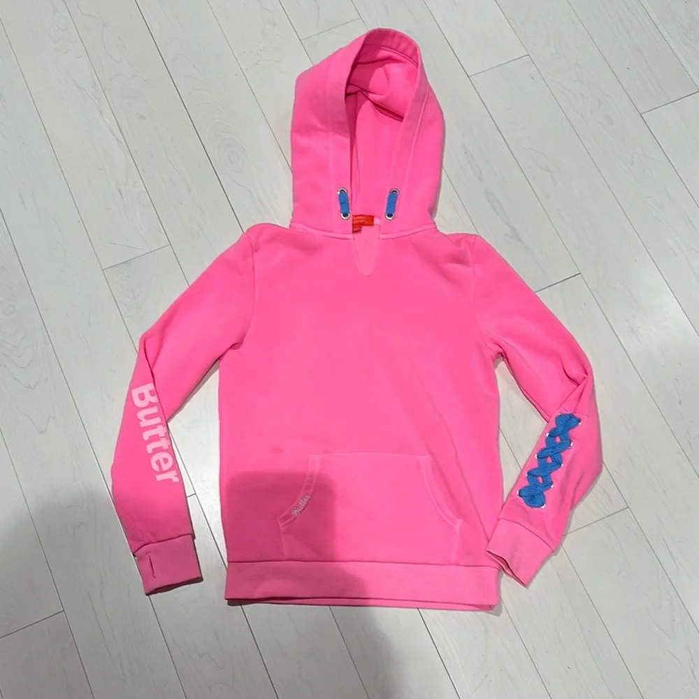 Worn once! Butter Pink Unicorn Rainbow hoodie  Hoodie / size L